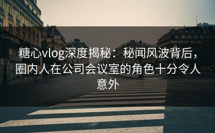糖心vlog深度揭秘：秘闻风波背后，圈内人在公司会议室的角色十分令人意外