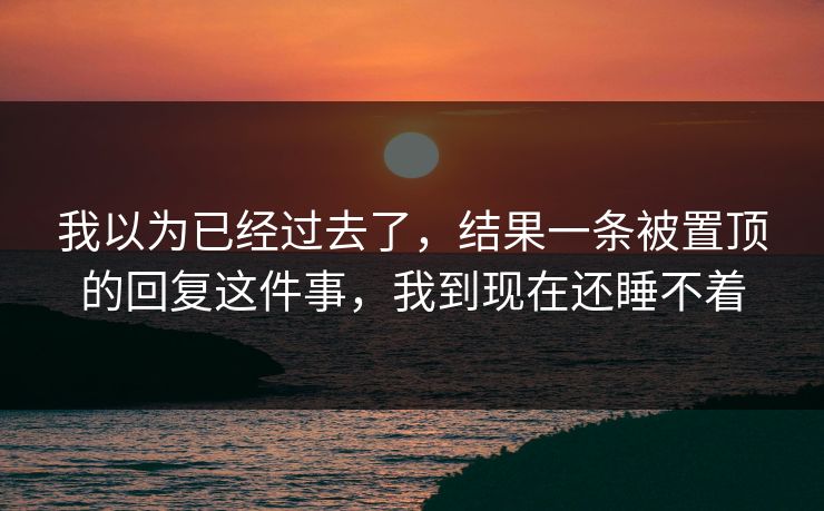 我以为已经过去了，结果一条被置顶的回复这件事，我到现在还睡不着